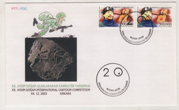 TURKEY,TURKEI,TURQUIE,INTERNATIONAL CARTOON COMPETITION  2003  FDC - Lettres & Documents