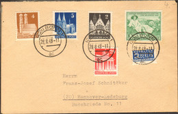 Bizone Mischfrankatur Bauten 2,4,5 U.20 Pfg. -Goethe M.Notopfer Auf Brief Aus Bonn V.1949 - American/British Zone