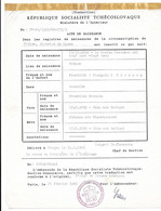 1968 PRAGUE REPUBLIQUE TCHECOSLOVAQUE - ACTE DE NAISSANCE HROMADA FRANTISEK NE A VITKOV EN 1922 - Historische Dokumente
