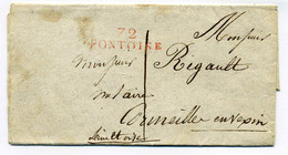 72 PONTOISE + Taxe 1 Décime Manuscrite / Dept Seine Et Oise / 1826 - 1801-1848: Precursori XIX