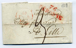 76 PERONNE ( Rouge 36X12) + Cachet Dateur Rouge   / Dept De La Somme / 1828 - 1801-1848: Precursors XIX