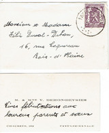 Carte De Visite Autographe De M. Et Mme V. Dehon-Devries, Chaussée, Fayt-lez-Manage (janvier 1947) - Tarjetas De Visita