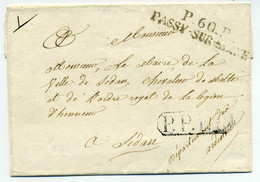 P60 P PASSY SUR SEINE  + PPPP / Dept De La SEINE / 1826   Côte 200€ - 1801-1848: Vorläufer XIX