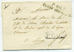 P60 P PASSY SUR SEINE  + PPPP / Dept De La SEINE / 1826   Côte 200€ - 1801-1848: Precursors XIX