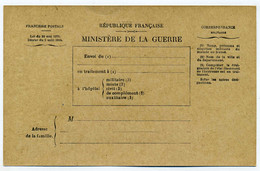 MINISTERE DE LA GUERRE / Bulletin De Santé D'un Militaire En Traitement  /  WW1 / Neuve - Covers & Documents