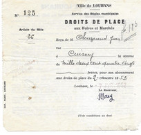 1952 LOUHANS - DROITS DE PLACE AUX FOIRES ET MARCHES POUR CLOUZEAUD JEAN A CUISERY - SAONE ET LOIRE - Historische Dokumente
