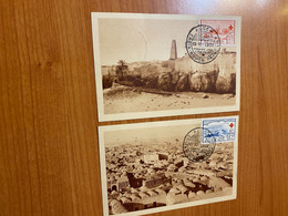 Algérie Lot De 2 Cartes FDC 1952 -timbres Et Cachet Croix Rouge - FDC