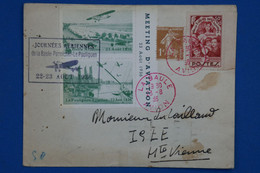 C FRANCE BELLE LETTRE RARE 1937 MEETING AERIEN LA BAULE POUR ISLE + CACHET  ROUGE+ AFFRANCHISSEMENT PLAISANT - 1927-1959 Covers & Documents