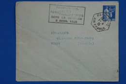 Q17 FRANCE BELLE LETTRE RARE 1935 PREMIER VOL PARIS POUR TUNIS + AIR FRANCE+ AFFRANCHISSEMENT PLAISANT - 1927-1959 Lettres & Documents