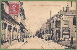 CPA Peu Courante - NORD - SAINT POL SUR MER - RUE DE LA REPUBLIQUE - Animation, Divers Commerces Dont J. DELPORTE - Saint Pol Sur Mer