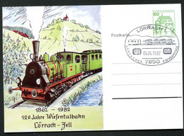 Bund PP104 C2/018 WIESENTALBAHN LÖRRACH-ZELL Sost. 1982 - Cartes Postales Privées - Oblitérées