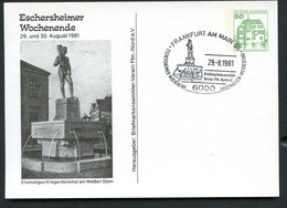 Bund PP104 D2/012 EHEMALIGES KRIEGERDENKMAL AM WEISSEN STEIN Sost Frankfurt 1981 - Cartes Postales Privées - Oblitérées