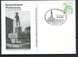 Bund PP104 D2/012 EHEMALIGES KRIEGERDENKMAL AM WEISSEN STEIN Sost Frankfurt 1981 - Postales Privados - Usados