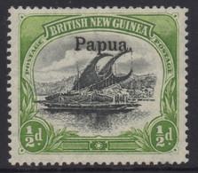 PAPUA (BNG) 1906 1/2d BLACK AND YELLOW-GREEN LAKATOI  MLH  WMK VERTICAL THIN PAPER (LARGE.OVP) SG:21 - Papouasie-Nouvelle-Guinée