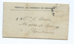 3758 Lettre 1923 Tribunal De Commerce Bordeaux Rocroi Greffe  LAROZE  Compagnie De L'Union - 1921-1960: Période Moderne