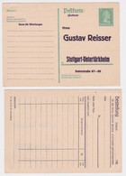 97987 Ganzsachen Postkarte P170 Zudruck Gustav Reisser Stuttgart-Untertürkheim - Tarjetas