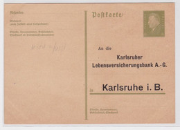 97885 DR Ganzsachen Postkarte P199 Zudruck Karlsruher Lebensversicherungsbank AG - Briefkaarten