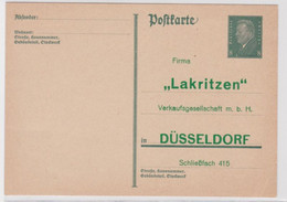 97878 Ganzsachen Postkarte P181 Zudruck 'Lakritzen' Verkaufsgesell. Düsseldorf - Briefkaarten