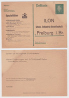 97875 DR Ganzsachen Postkarte P181 Zudruck ILON Chem. Industrie-Gesell. Freiburg - Briefkaarten