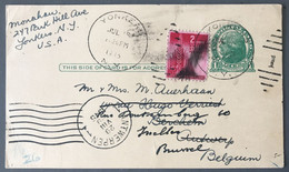 USA, Stationary, Entier De YONKERS N.Y. 1945 Pour La Belgique - (B2366) - Cartas