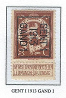 Préo  1913   -   COB 109 TYPO -  (2c. Brun GENT I  1913  GAND I) (Pos B) - Typografisch 1912-14 (Cijfer-leeuw)