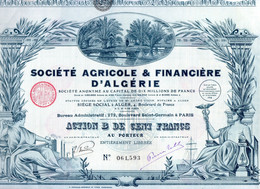 Sté Agricole Et Financière D'Algérie En 1928 - Agriculture
