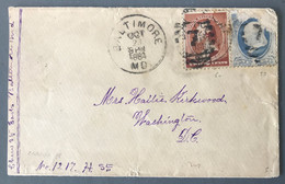 USA N°39 (défectueux) Et 60 Sur Enveloppe De Baltimore 1884 Pour Washington - (B2489) - Storia Postale