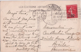 SEMEUSE SURCHARGEE - 1928 - YVERT 227 SEUL Sur CARTE POSTALE De PARIS => BRAILA (ROUMANIE) ! - 1906-38 Semeuse Con Cameo