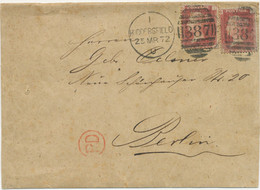 GB 1872, Extremely Rare Pre-U.P.U. Foreign Postage Rate 2d On Very Fine Wrapper To BERLIN With QV LE 1d Pl.149 (IB, JB) - Lettres & Documents