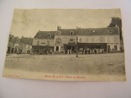 CPA - Maule (78) -  Place Du Marché - Hôtel Du Lion D'Or - Boucherie - Papiers Peints - 1918 - TTB - (ET 22) - Maule