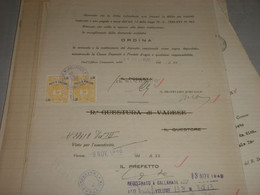 DOCUMENTO COMUNE DI GALLARATE 1946 CON MARCHE DA BOLLO COMUNE DI GALLARATE -DIRITTI DI SEGRETERIA - Fiscaux