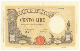 100 LIRE BARBETTI GRANDE B GIALLO TESTINA FASCIO 09/12/1942 SPL+ - Regno D'Italia – Other