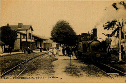 Pontrieux * Vue Sur La Gare * Train Locomotive * Ligne Chemin De Fer Côtes D'armor - Pontrieux