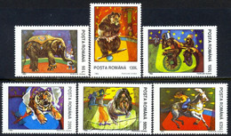 1994 Circus, Tiger, Bike, Cycle, Elephant, Clown, Bear, Monkey, Horse, Romania, M.5026,MNH - Neufs
