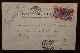 Moyen Congo 1919 France 10c + Croix Rouge Surcharge CPA Ak Cover Rare ! - Brieven En Documenten