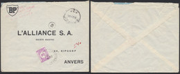 Env. Non Affranchie "BP" (American Petroleum Compagny, Bruges 1944) > Anvers L'alliance S.A. + TX47 - Lettres & Documents
