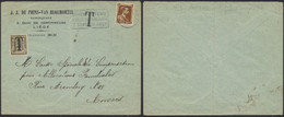 N°427 Sur Env. à En-tête (Liège 1938) > Anvers + N°420 Préo "Belgique 1938 Belgie" Utilisé En Timbre Taxe - Lettres & Documents
