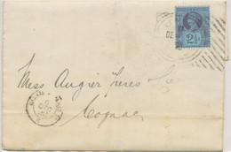 GB 1890 Rare Experimental Hoster Postmark (12 Thick Bars) „LONDON E.C“ On Superb Entire W Jubilee 2 ½d To COGNAC, FRANCE - Covers & Documents