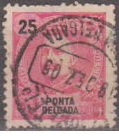 PONTA DELGADA (Açores)-1898-1905,  D. Carlos I. Novas Cores E Valores,  25 R.   D.11 3/4 X 12  (o)  MUNDIFIL   Nº 28 - Ponta Delgada