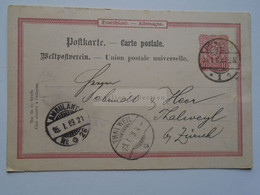 D178433 Deutschland -Ganzsache- Entier - Cancel 1889 CÖLN - Sent To THALWEIL Thalwil  Schweiz  Suisse  Heer Und Co. - Enteros Postales