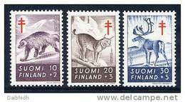 FINLAND 1957 Tuberculosis Fund Set MNH / **.  Michel 478-80 - Unused Stamps