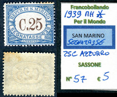 1939 SAN MARINO SEGNATASSE C 25 MH SASSONE 57 - Segnatasse