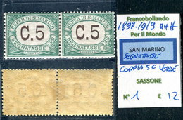 1897/19 SAN MARINO SEGNATASSE C 5 COPPIA MNH SASSONE 1 - Timbres-taxe