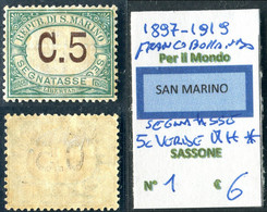 1897/19 SAN MARINO SEGNATASSE C 5  MH SASSONE 1 - Timbres-taxe