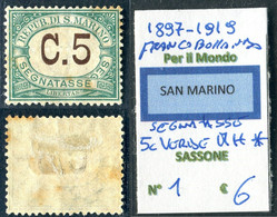 1897/19 SAN MARINO SEGNATASSE C 5  MH SASSONE 1 - Timbres-taxe