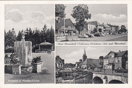 3570) BAD BRAMSTEDT - Schleswig Holstein - Tolle DREIBILD AK Markt - Autots Kirchebleck - Musikpavillon ALT 25.9.1955 - Bad Bramstedt