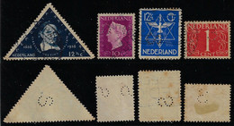 Netherlands 1913 / 1954 4 Stamp With Perfin S By Haagsche Kiosk ( Segboer ) From Gravenhage Lochung Perfore - Gebraucht