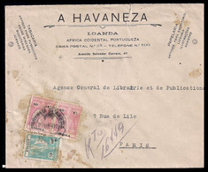 1930 - Cover "A Havaneza" - Luanda Angola To Paris France Via Lisbon Portugal  Franked With 3 Ceres Stamps. - Angola