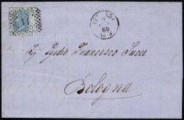 Italy 1868 King Vittorio Emanuele II Stamp Fold Cover Sent From Pescara To Bologna - Altri & Non Classificati