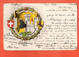 ZND-12 SELTEN Litho Gruss Schaffhausen-Stadtmit Wappen Der Stadt Gelaufen 1900 Nach London, Pionier. - Other & Unclassified
